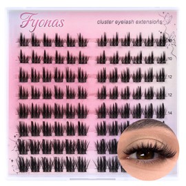 Fyonas Lash Clusters Wispy Eyelash Clusters Natural Look Spiky Cluster Eyelash Extensions 96Pcs CC Curl Individual Lashes 10-16mm Manga Lashes Clusters DIY at Home (Lovely)