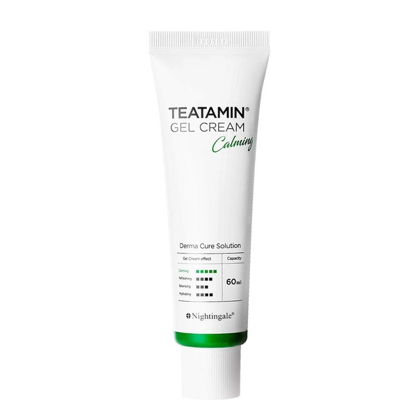 Nightingale Teatamin (Tea Tree + Vitamin) Calming Gel Cream | Non-Comedogenic Soothing Moisturizer for Face | Daily Use for Sensitive Skin | Korean Skincare Cosmetics | 60ml / 2.02 fl. oz