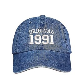 DSY Lifestyle Original 1991 Embroidered Baseball Hat - 30th Birthday Unisex Dad Hat (Light Denim)