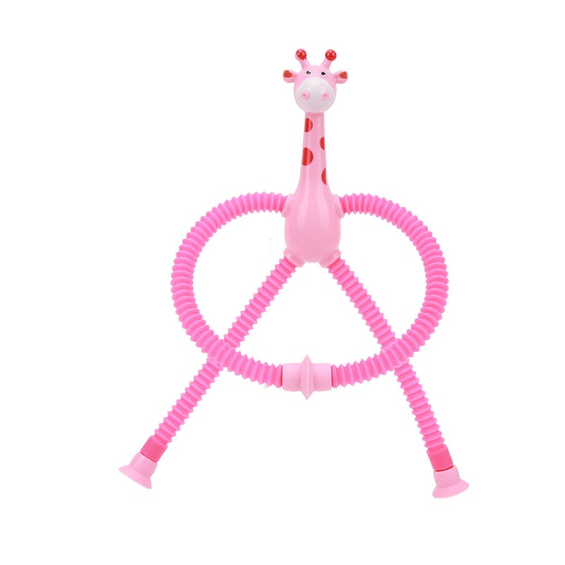 4Pcs Giraffe Tube Toy Telescopic Suction Cup Tube Giraffe Toy