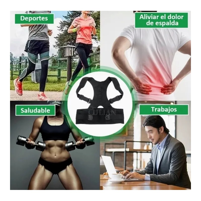 Corrector De Postura Magnético, Cuenta Con 8 Imanes Negro 3xl