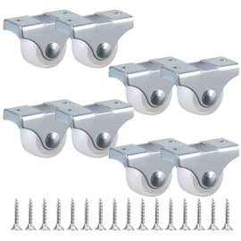Set of 8 Mini 25 mm Fixed Castors Soft Rubber for Furniture, Mini Iron Castors with Rubber for Furniture with Metal Mounting Plate and 18 Screws Ideal for Mobility and Stability