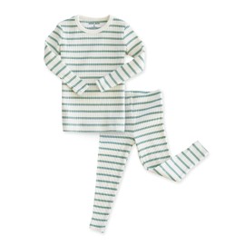 AVAUMA Baby Boys Girls Pajama Set 6M-7T Kids Cute Toddler Snug fit Pjs Cotton Sleepwear (Stripe_Mint Large)