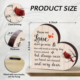 Sympathy Gifts for Loss of Loved One Cardinal Bird Gifts Wooden Sign, Bereavement Gifts Condolence Remembrance Gifts Desk Decor Table Centerpieces, Memorial Gifts for Father Mother Daughter Son -114