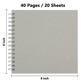 Hiwhy Photo Album Scrapbook 20.5 x 20.5 cm 20 Sheets DIY Scrapbook Hard Kraft Paper Baby Memory Book Family Birthday Wedding Anniversary Scrapbook, Grey