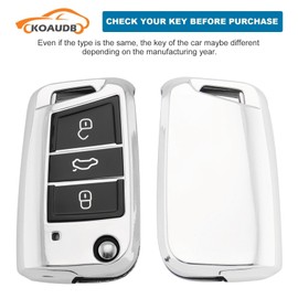 Koaudb for VW Key Fob Cover with Keychain Lanyard, 3 Buttons Soft TPU Key Shell Car Key Cover Compatible with Volkswagen Golf 7 Polo MK6 Jetta Touran Superb Seat Leon Ibiza (CL-Vlw-3B-S)