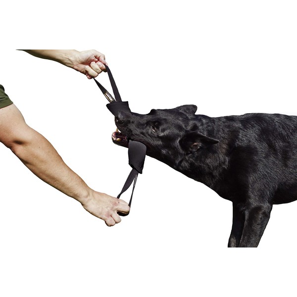 DINGO GEAR French Material Bite Tug for The Dog Training, 2 Handles, Black S00074