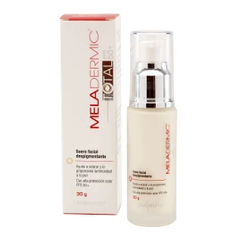Meladermic Total I Suero despigmentante con Protector Solar +50 I Proporciona la luminosidad que le falta a tu piel I El combo perfecto: Protege tu piel del sol a la vez que unifica el tono de piel provocado por las manchas, 30g.
