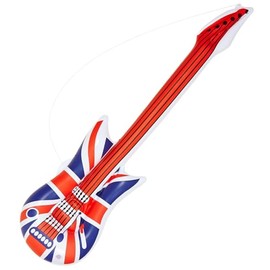 WIDMANN 23947 - Inflatable U.K. Guitar With Strap, Adult Unisex, Length 105 cm, United Kingdom, English, Rockstar, Pop Star, Punk, Musicians, Carnival, Theme Parties
