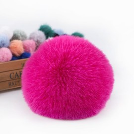 Pack of 12 Faux Fur Pompoms Fur Pompoms 12 cm Faux Fox Fur Fur Pompom Fluffy Plush Balls Set for Crafts Faux Fur Pom Pom Ball for Women Girls Bag Hats Pendants Decoration – Rose Red