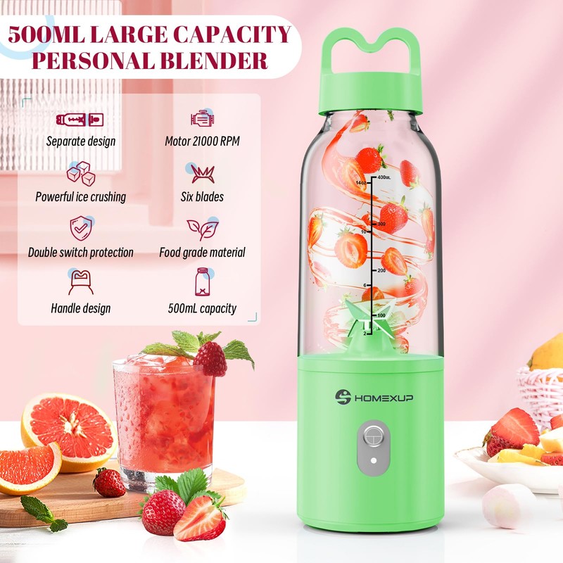 Portable 14OZ Juicer， High-Powered at 175W for Smoothies, Ice Blending,
