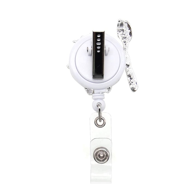 Smiling Tooth Rhinestone Alloy Badge Holder Cute Retractable ID Badge