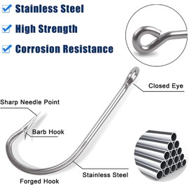50pcs/lot Fishing Hooks Saltwater 420 Stainless Steel Fishing Hooks O' Shaughnessy Forged Trolling Saltwater Fishing Hooks Size 1/0~10/0 (8/0(Pack of 50))
