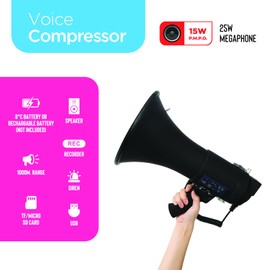 Roar of Lion Bullhorn Megaphone with Siren & Volume Control/Recorder - Waterproof 25W Reliable and Consistent Performance, 240-sec Voice Recording with Maximum Range 546Yards, (Matte Black)