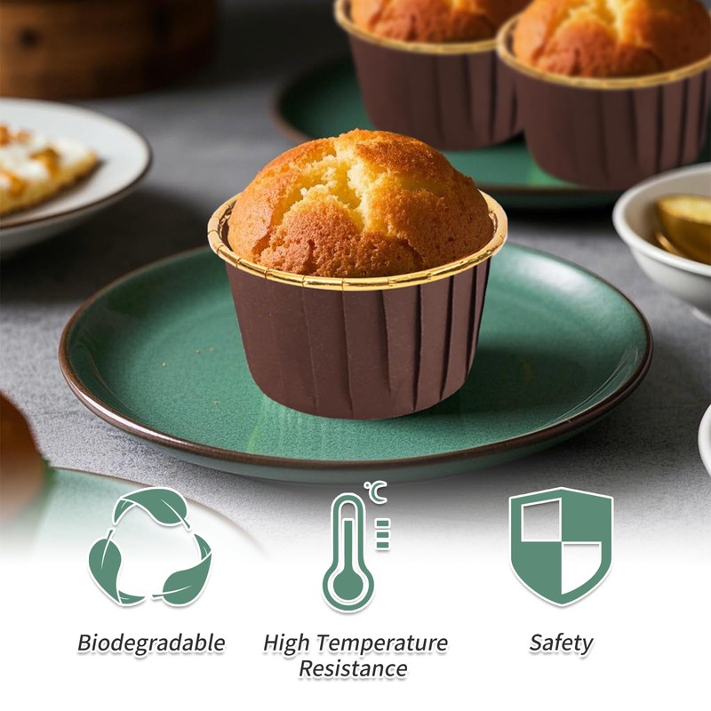 Disposable Baking Cups,100 Piece Muffin Molds Paper,Aluminum Foil Cupcake Muffin