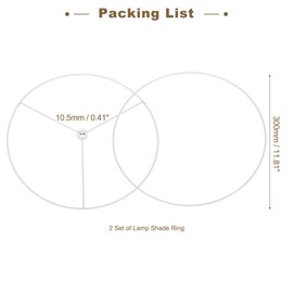 PATIKIL 11.8 Inch Lamp Shade Ring, 2 Set Metal Lamp Shade Frame Wire Lampshade Frame DIY Drum Strong Ring Lampshade Holder for Table Floor Lamp, White