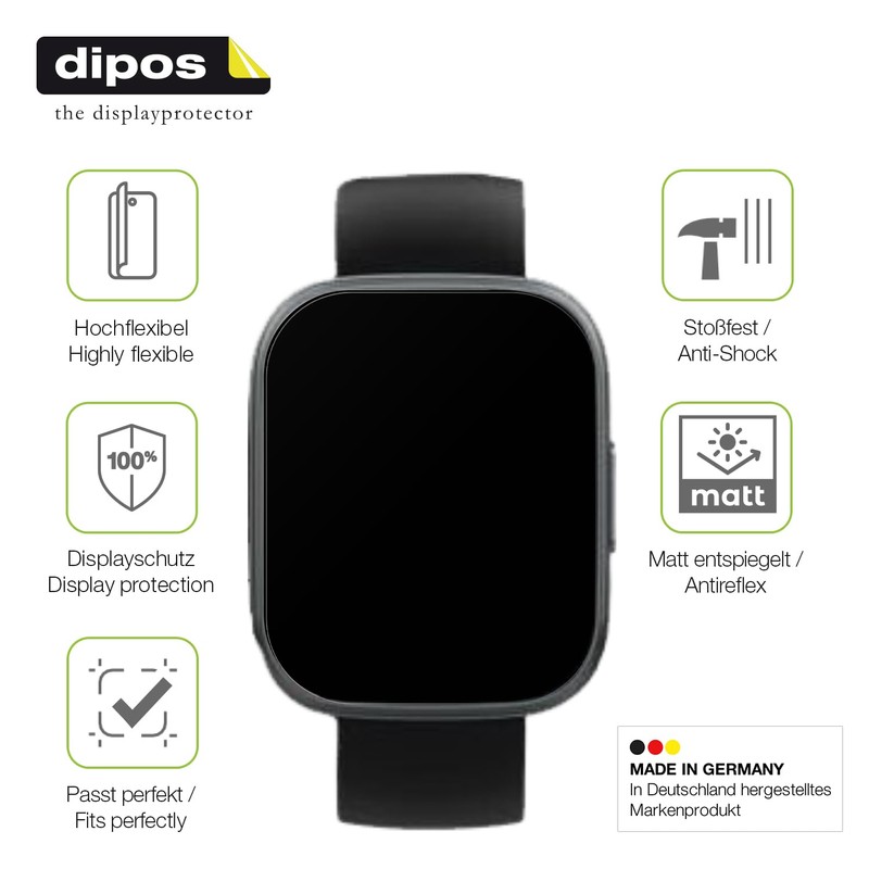 dipos FLEX 2x Schutzfolie matt passend für Poonur T80 1.95