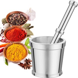Pestle and Mortar Set - Stainless Steel Mortar and Pestle Anti Slip Base for Herbs and Spices (Large [11cm])