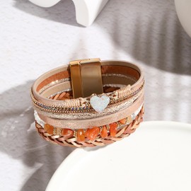 Long tiantian Bracelets for Women Trendy Heart Bangle Cuff Bracelets