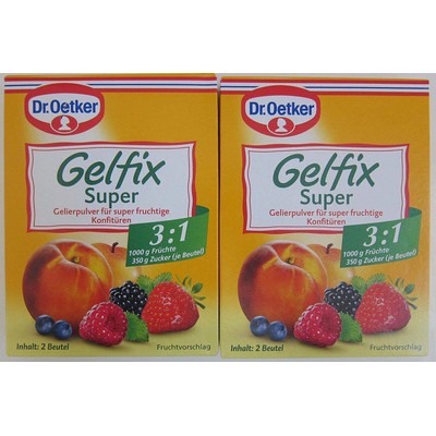 Dr.Oetker Gelfix Extra 3:1 ( 2 boxes/ 4 pouches) gelling sugar for fruity and less sweet jams, marmalades and jellies (citrus fruit)