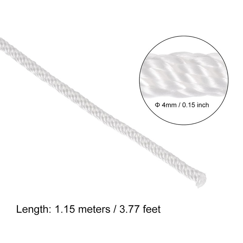 sourcing map Recoil Start Rope with Handle 4 mm Diameter