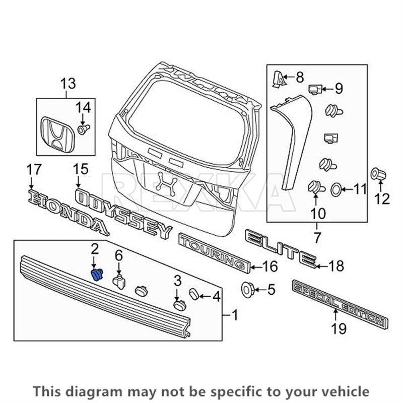 Rexka Tailgate Garnish Clips for Honda Acura 91513-SJK-003 Accord Civic