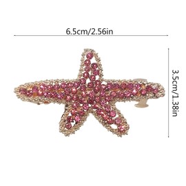 6 PACK Colorful Rhinestone Starfish Hair Clip, Colorful Rhinestone Hair Pins Small Decorative Hair Clips, Wedding Headpiece Star Headwear Hair Accessories for Women Girls