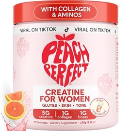 Peach Perfect- “Monohidrato de Creatina en Polvo, Limonada Rosa, Creatina Constructora de Glúteos para Mujeres con Colágeno, BCAA,