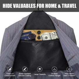 ROLOWAY Hanger Diversion Safe with Small Fireproof Bag - Hidden Safe Compartment for Home & Travel - Money Hide Safe - Waterproof Pocket to Secure Under Clothes