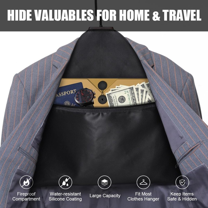ROLOWAY Hanger Diversion Safe with Small Fireproof Bag - Hidden