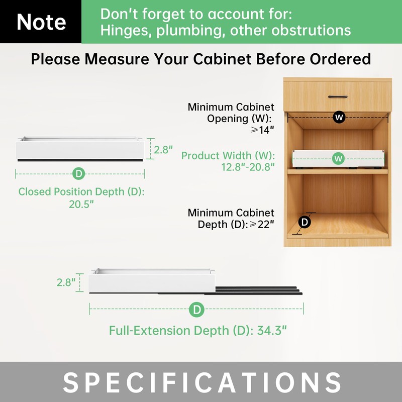 Pull out Cabinet Organizer, 2 pack, 20.5" Deep Heavy Slide