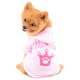 PAIDEFUL Hooded Pink Dog Shirts for Small Medium Dogs Cats Girls Crown Spoiled Princess Soft Cotton Tee Shirt Breathable Tank Tops Puppy Chihuahua Yorkie Clothes Pet Apparel Wearing Outdoor