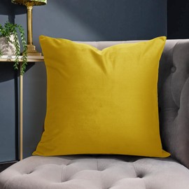 Opulent Dreams Velvet Cushion Covers (Pack of 2) - 45cm x 45cm (18x18 Inch) Square Throw Pillowcases - Ideal for Sofa and Bedroom - Featuring Invisible Zippers (Ochre)