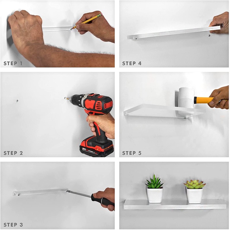 STAUBER Best Floating Shelf (4" x 4", Clear Acrylic, Classic