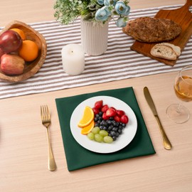 Blue Needles Solid Cloth Napkins Set of 12 Forest Green 100% Cotton Dinner Napkins 18x18 inches - Soft, Reusable, Absorbent & Washable Linen, Ideal for Spring Summer Easter Parties & Everyday Use