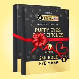 Maskiss Tibobo 24k Gold Golden Under Eye Rejuvenating Patches ,96pairs Tightening and Lifting Eye Patches,Hydrating Brightening & Firming Eye Gel, Hydrate Evening Skin Care - Specification: 48 Pairs