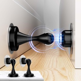 Magnetic Door Stopper - 2 Pack - COROHERO Stainless Steel Door Stoppers for Bottom of Door| Magnetic Door Stop for Wall and Floor Mounting| No Drilling Door Catch Door Holder, 3D Adhesive Tape, Black