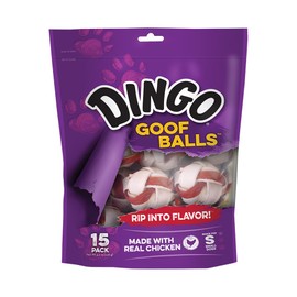 Dingo Goofballs for Dogs, Rawhide Chews Made with Real Chicken for Small Breeds 18-Count