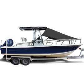 SavvyCraft T-Top Bow Shade, UV Protection T-Top Shade Extension 600D Marine Grade Polyester T-Top Boat Bow Area Sun Shade, 7'L x 102" W Black