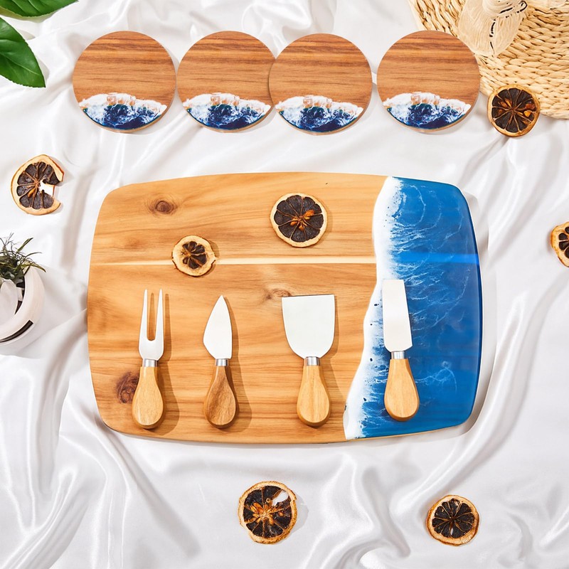 Patelai 9 Pcs Ocean Resin Cutting Board Set with 4