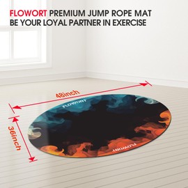 Jump Rope Mat Large Rubber Exercise Mat Indoor Outdoor Shock Absorbing Mat Non-Slip Oval Design for Floor & Rope Protection, Workout Mats for Home Gym Flooring(Red＆Blue)