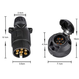 BEIJISTAR Trailer Plug 7-Pin & Trailer Socket 7-Pin with Rubber Seal, 12 V Waterproof 7-Pin Trailer Plug and Socket, for Trucks, RVs, Cars, Boats, Trailers, Accessories (Screws)