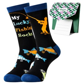 Moyel Fishing Gifts for Men Christmas Unique Funny Mens Socks 9-11 Gifts for Fisherman Fish Socks Accessories Novelty Birthday Presents for Men Fathers Day for Dad Grandad Husband Ideas
