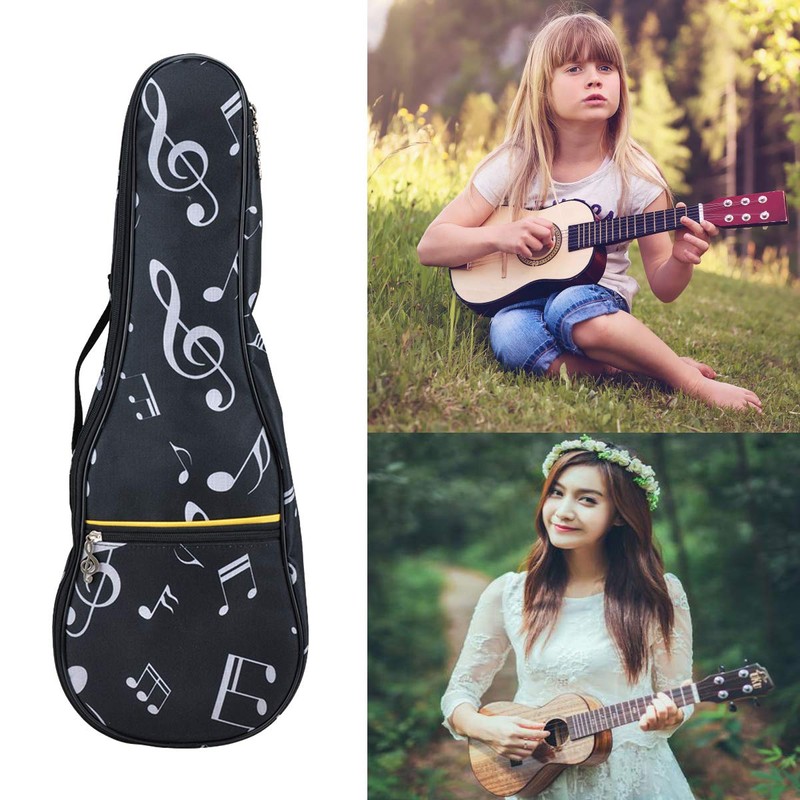 HilerPunk Musical Note Pattern Concert Ukulele Bag,Case,23Inch 600D Waterproof Oxford