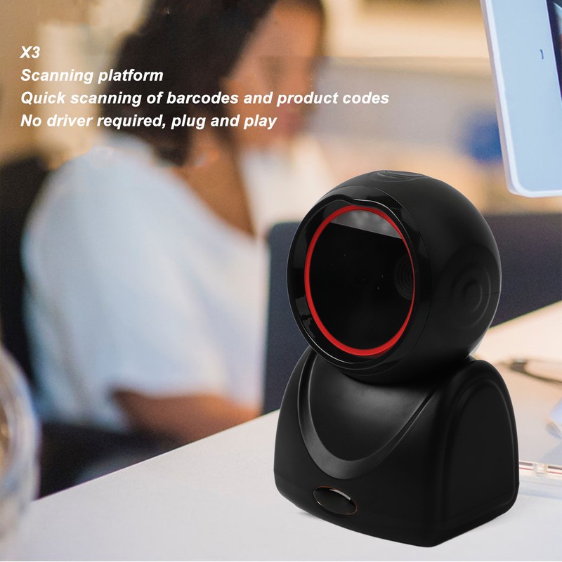 QR Barcode Scanner Omnidirectional Hands Free Automatic Sensing Barcode Scanner
