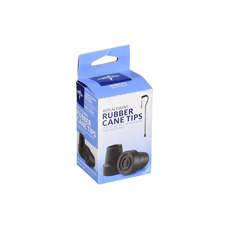 Medline Cane Replacement Tips, Black