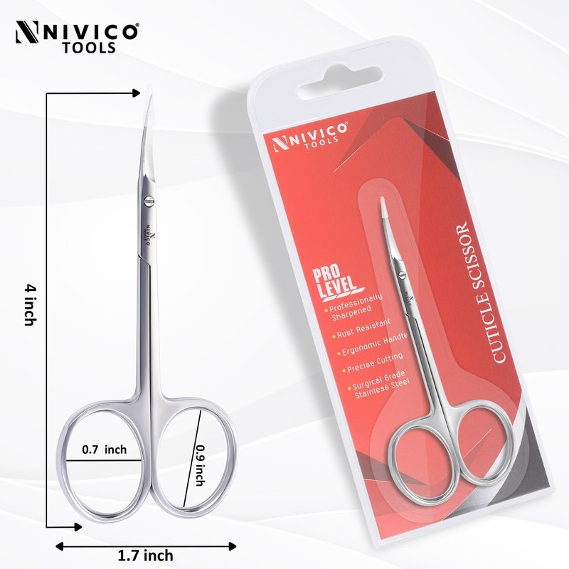 NIVICO Fine point Cuticle Scissor 10cm - Mirror Finish Multi-Purpose