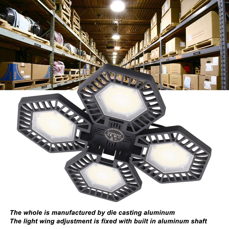 LED Garage Light Cool White 80W 4 Panel 90 Degree