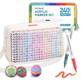 Yolaka 240 Colors Acrylic Paint Markers, Soft Brush Tip Acrylic Paint Pens for Paper, Rock Painting, Glass, Mugs, Fabric, Water Based Drawing Marker Set, Acrylic Painter Ink