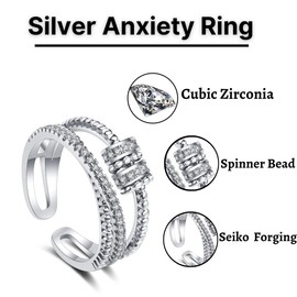 Women's Stunning Stress Reliever Rotatable Fidget Spinner Rings Anxiety Rings For Women, Adjustable Thumb Rings For Girl Perfect Jewellery Gift for Daughter TEEN